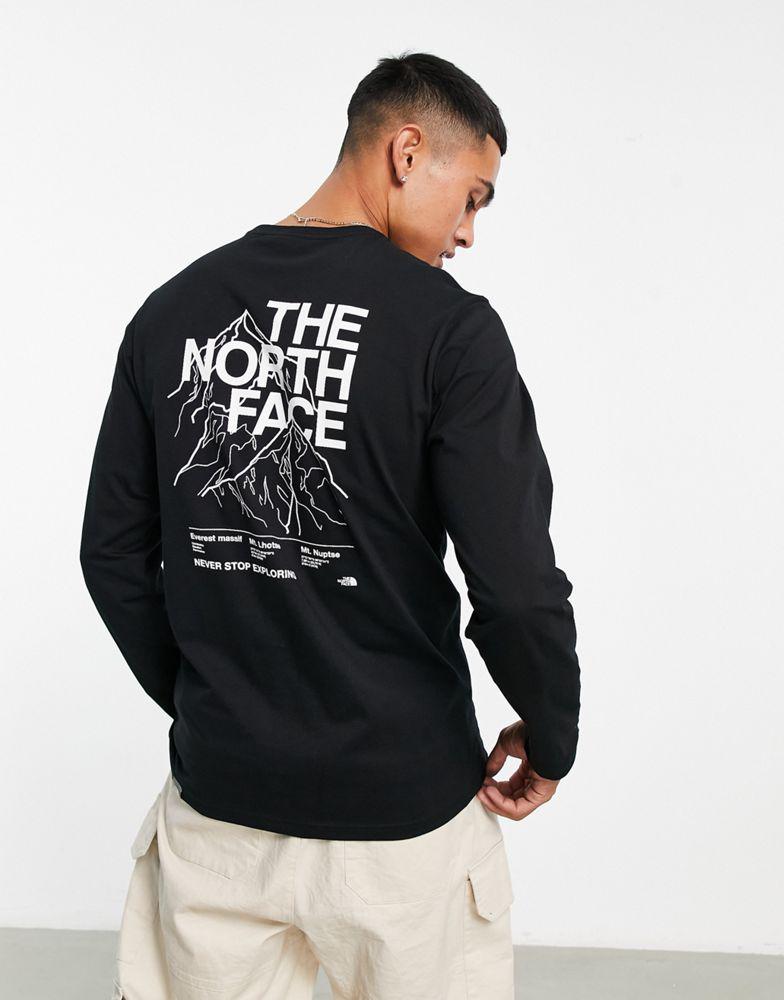 The North Face Mountain Outline back print long sleeve t-shirt in black Exclusive at ASOS商品第1张图片规格展示
