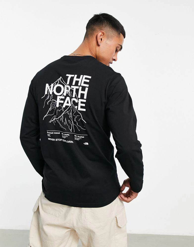 商品The North Face|The North Face Mountain Outline back print long sleeve t-shirt in black Exclusive at ASOS,价格¥294,第1张图片