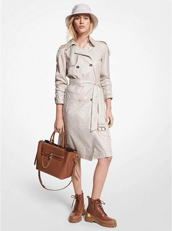 商品Michael Kors|Logo Print Satin Ciré Trench Coat,价格¥892,第1张图片