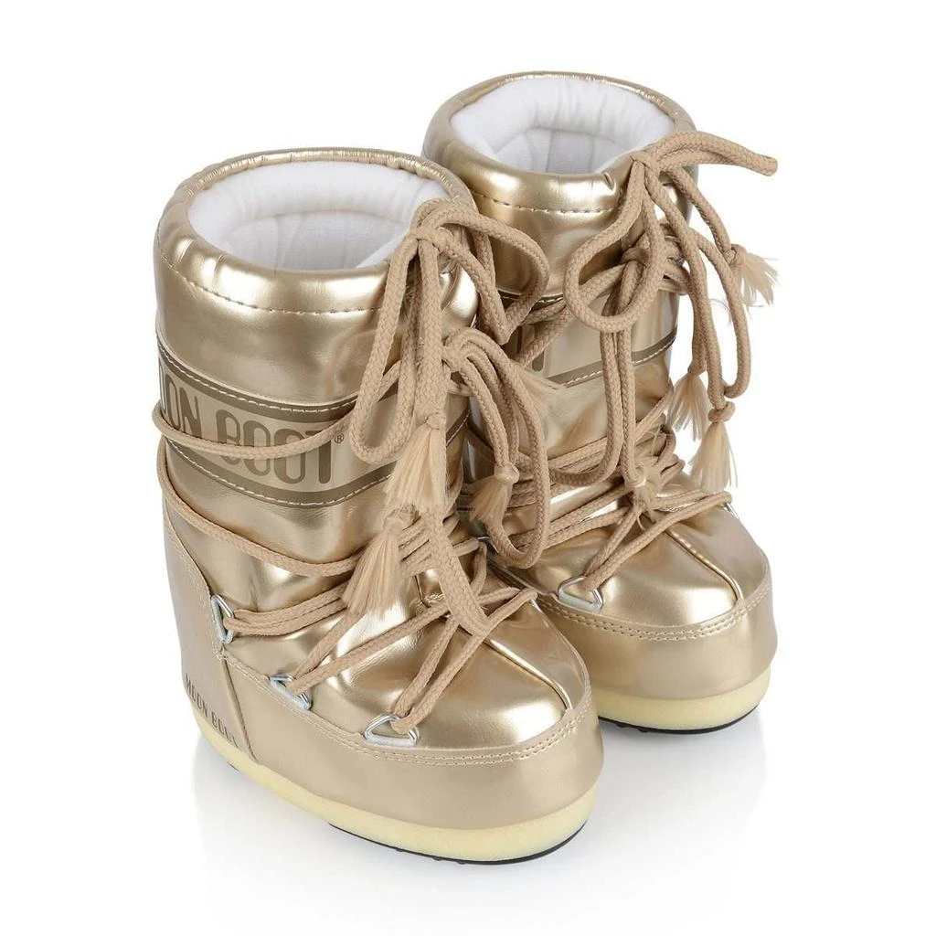 Moon Boot Gold, White, Silver  Girls Pearl Vinyl Snow Boots 商品