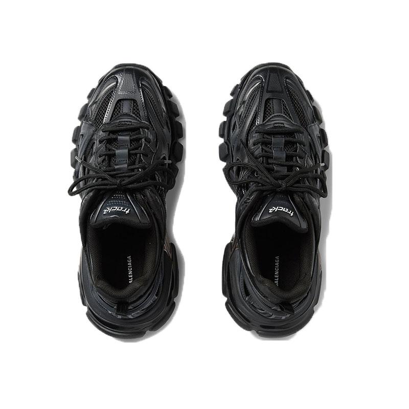 巴黎世家 BALENCIAGA 奢侈品 男士Track.2系列黑色混合材质经典休闲系带运动老爹鞋 568614 W2GN1 1000商品第3张图片规格展示