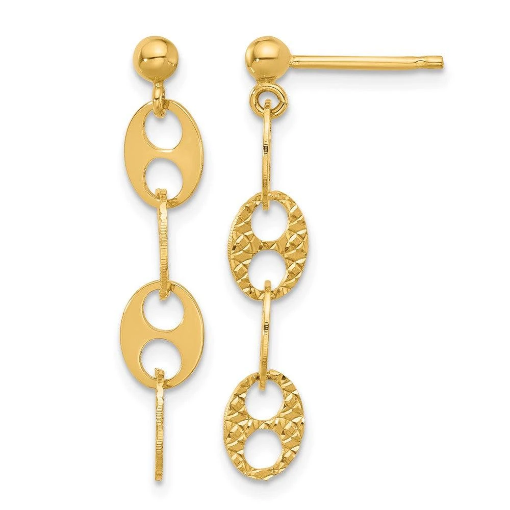 商品Diamond2Deal|14K Yellow Gold Textured Fancy Link Drop Dangle Earrings,价格¥4646,第1张图片