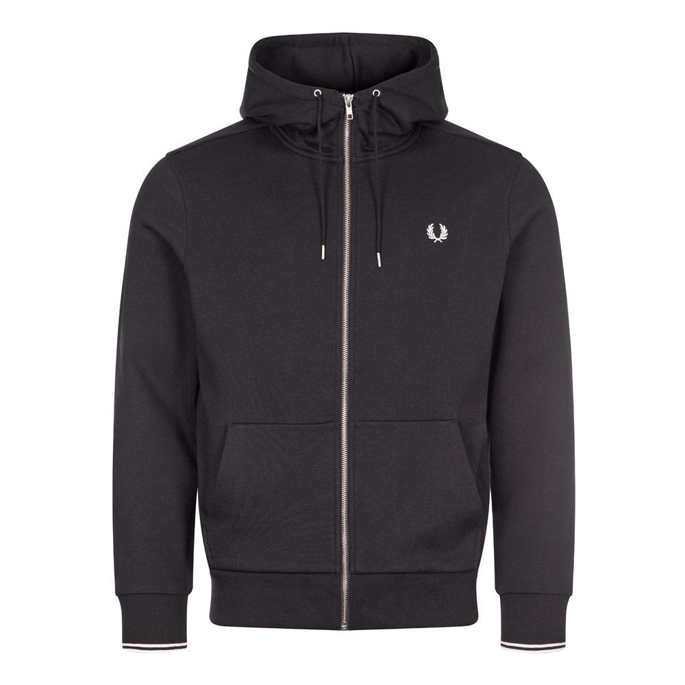 Fred Perry Zipped Hooded Sweatshirt - Black商品第1张图片规格展示