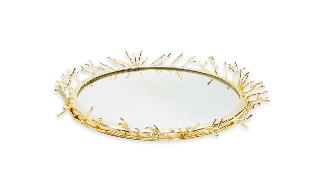 商品Classic Touch Decor|Decorative Round Mirror Tray with Gold Design Border,价格¥432,第1张图片