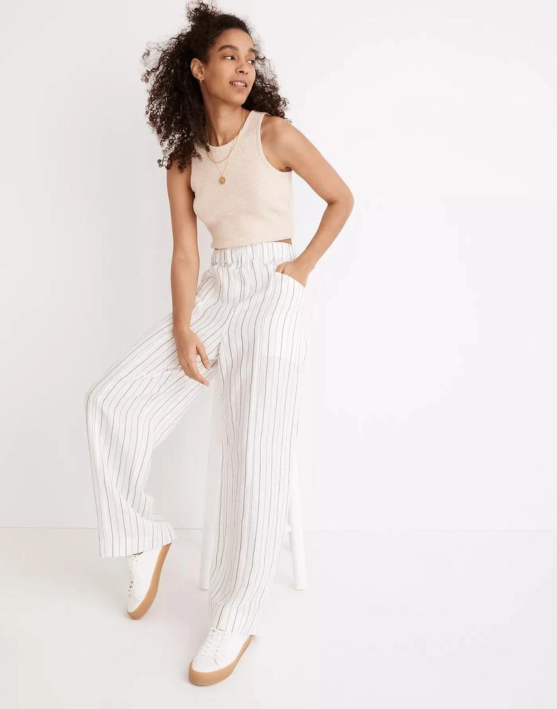 商品Madewell|Linen-Blend Pull-On High-Rise Wide-Leg Pants in Stripe,价格¥632,第2张图片详细描述
