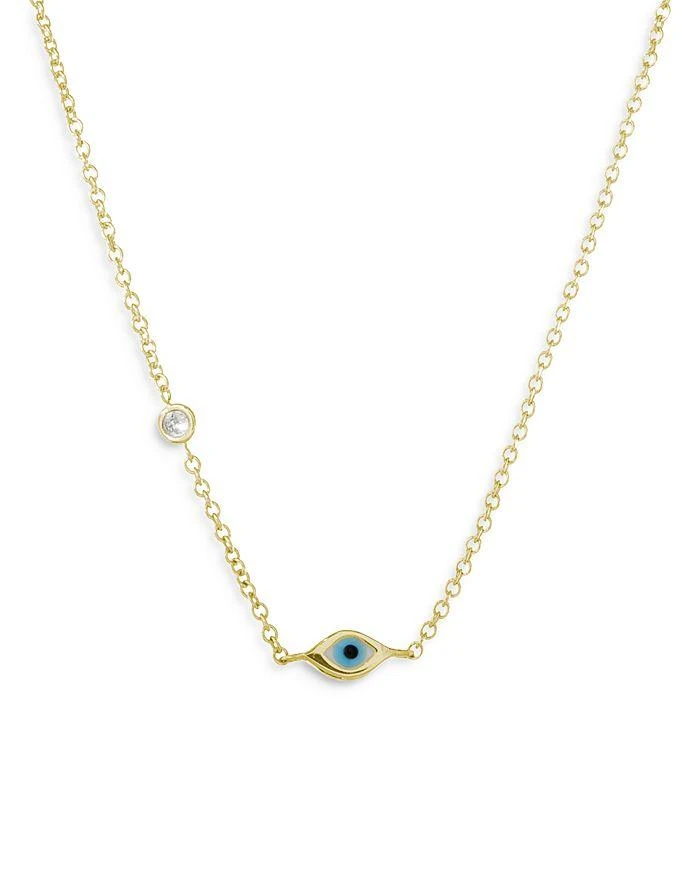 商品Sydney Evan|14K Yellow Gold Mini Enamel Evil Eye Pendant Necklace, 18",价格¥4689,第2张图片详细描述