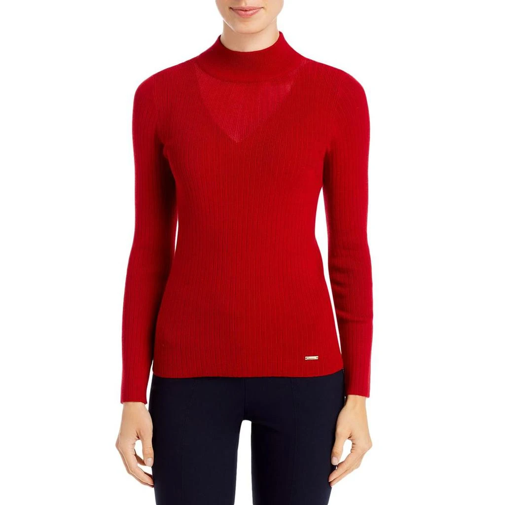 商品Tahari|T Tahari Womens Ribbed Knit Fitted Mock Turtleneck Sweater,价格¥146,第1张图片