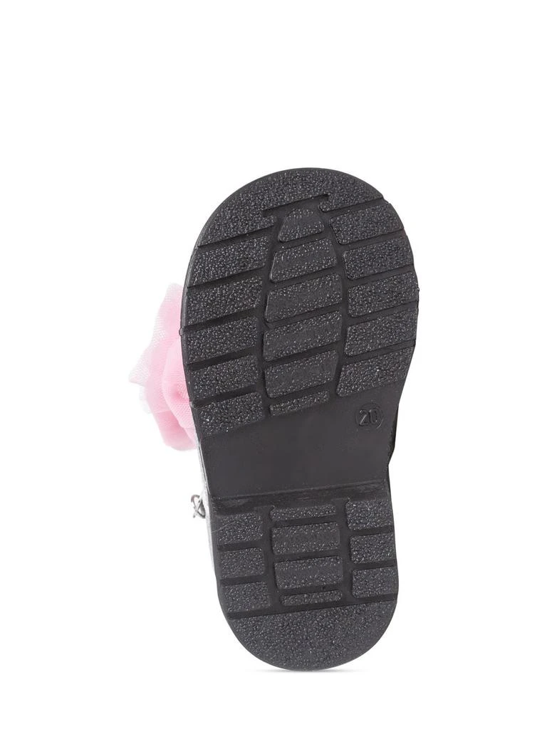 商品MONNALISA|Glittered Zip-up Boots W/ Tulle Bow,价格¥2621,第3张图片详细描述