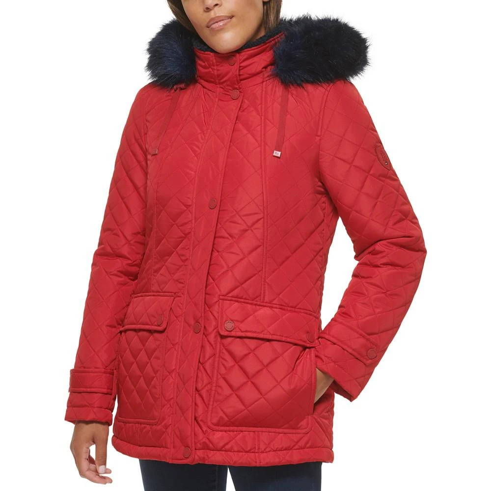 商品Tommy Hilfiger|Women's Quilted Hooded Faux-Fur-Trim Coat,价格¥1145,第3张图片详细描述