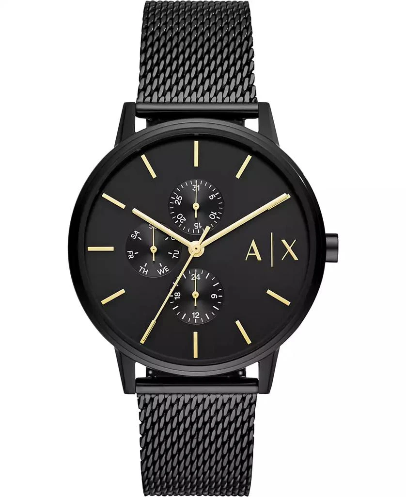商品Armani Exchange|Men's Black Stainless Steel Mesh Bracelet Watch 42mm,价格¥1048,第1张图片