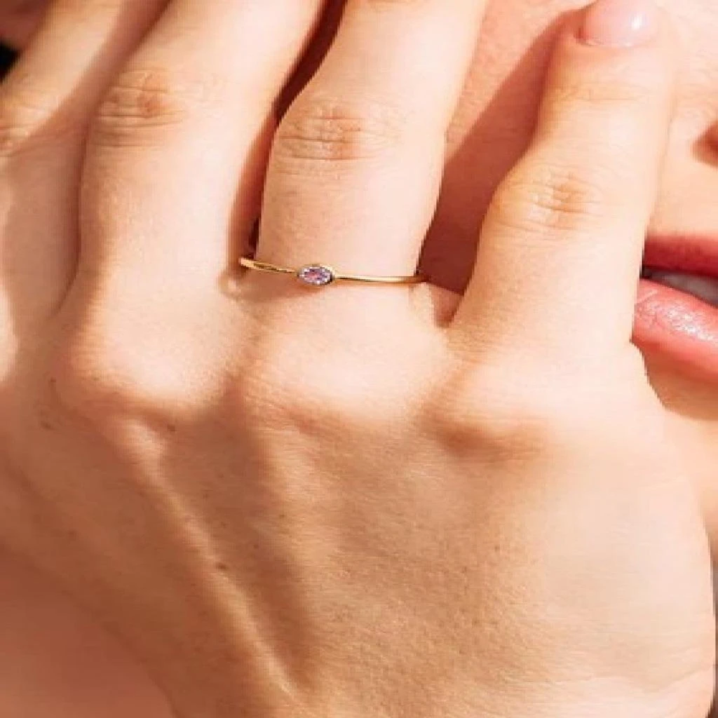 商品MaxColor|14K Gold Vermeil Birthstone 3MM Cubic Zirconia Solitaire Ring,价格¥266,第2张图片详细描述