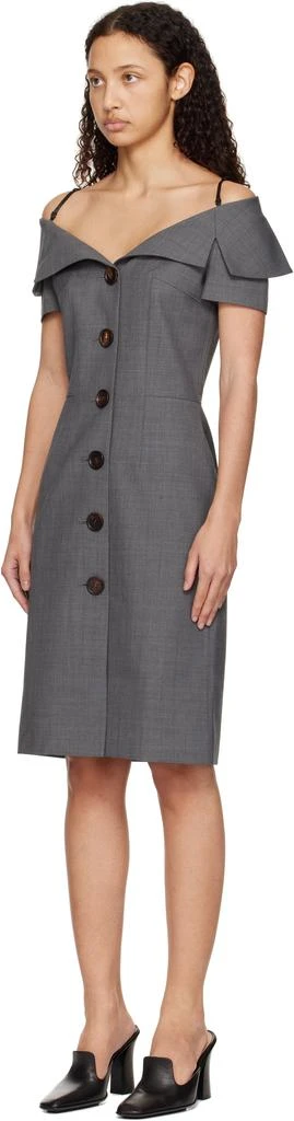 商品Shushu/Tong|Gray Off-Shoulder Lapel Slim Midi Dress,价格¥3061,第4张图片详细描述