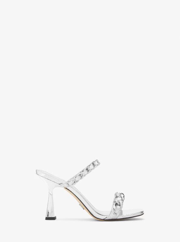 商品Michael Kors|Clara Embellished Metallic Snake Embossed Leather Sandal,价格¥564,第2张图片详细描述