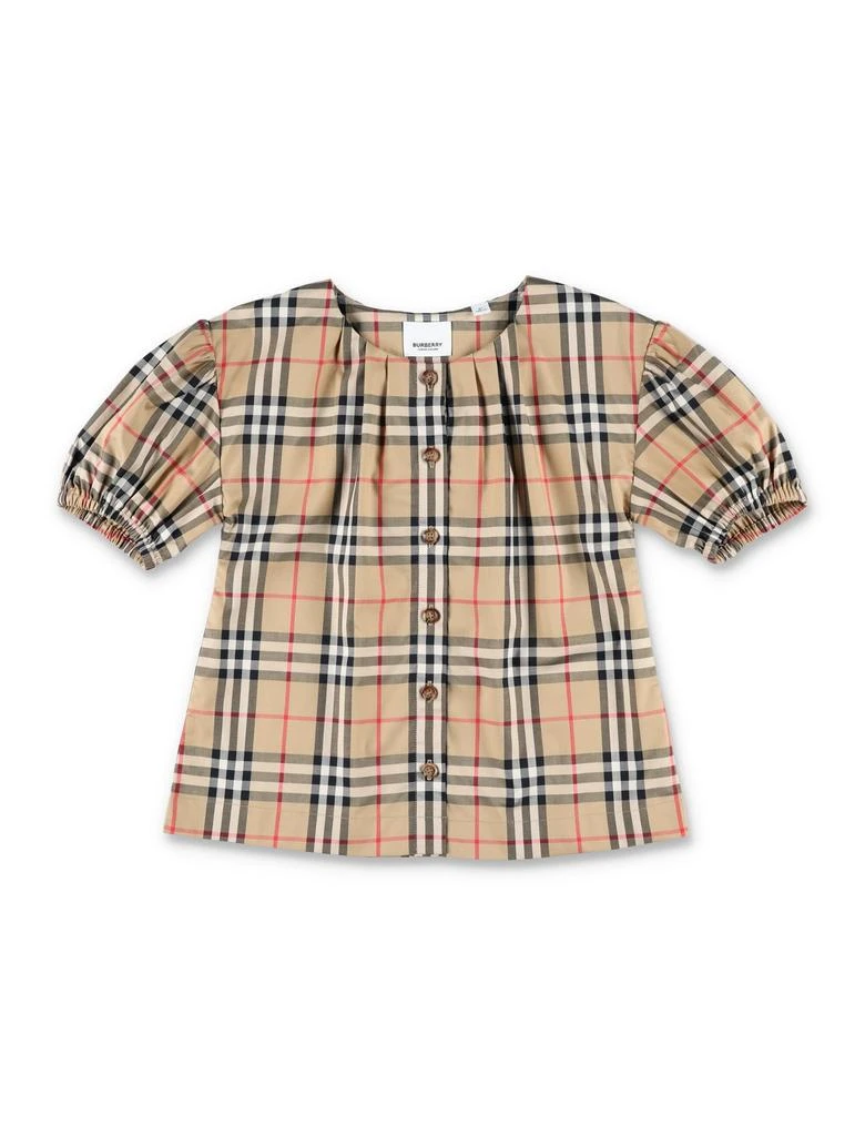 商品Burberry|Burberry Kids Checked Puff Sleeved Twill Blouse,价格¥1064,第1张图片