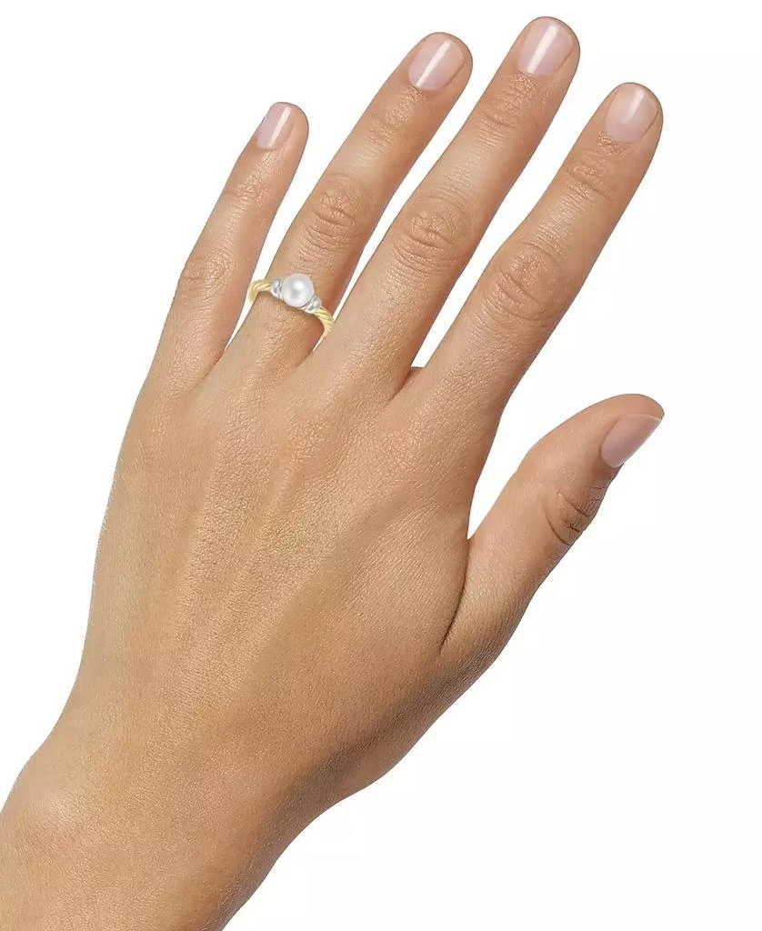 商品Macy's|Cultured Freshwater Pearl (7mm) Ring in 14k Two-Tone Gold-Plated Sterling Silver,价格¥393,第2张图片详细描述