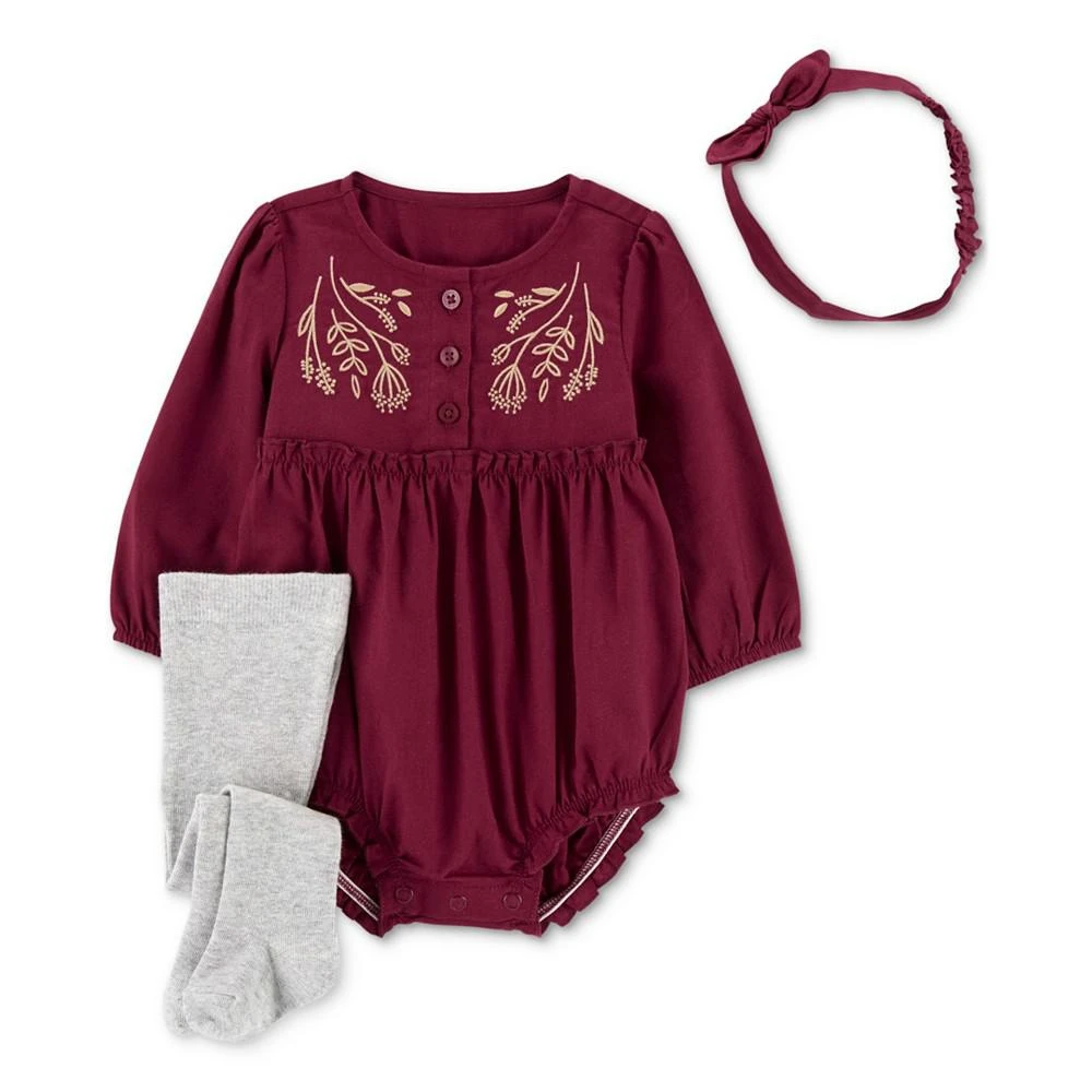 商品Carter's|Baby Girls 3-Pc. Bodysuit, Headband & Stockings Set,价格¥226,第1张图片
