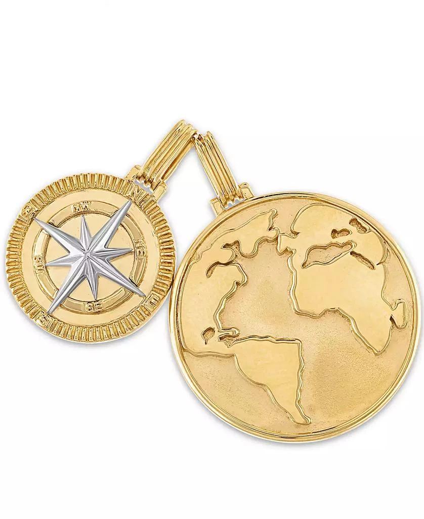 商品Esquire Men's Jewelry|2-Pc. Set Globe & Compass Amulet Pendants in 14k Gold-Plated Sterling Silver, Created for Macy's,价格¥1121,第1张图片