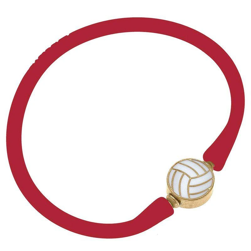 商品Canvas Style|Enamel Volleyball Silicone Bali Bracelet In Red,价格¥214,第1张图片