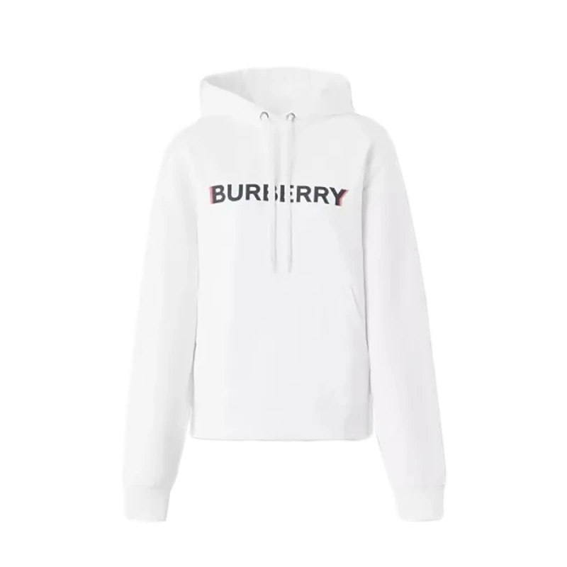 商品Burberry|BURBERRY/博柏利 女士白色棉质徽标印休闲宽松连帽卫衣,价格¥1582,第1张图片