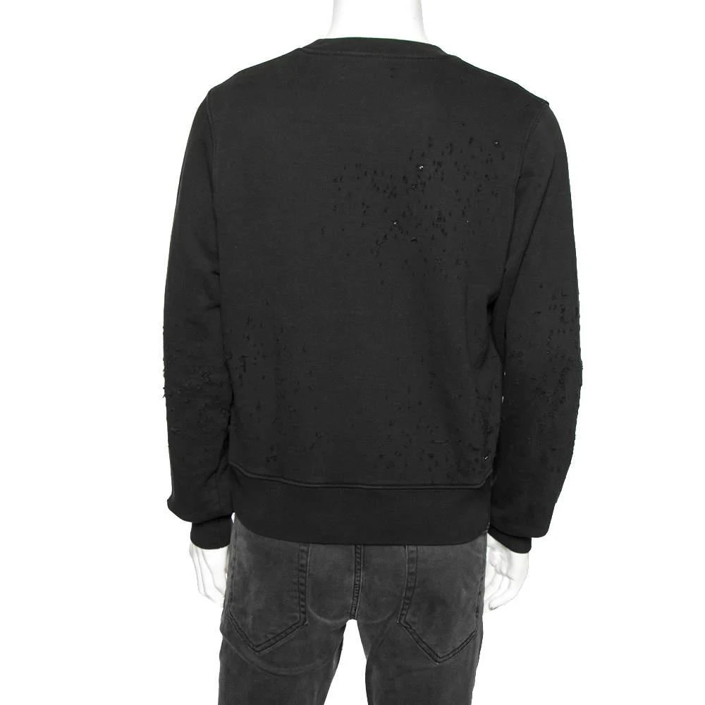 商品[二手商品] AMIRI|Amiri Black Distressed Cotton Knit Crewneck Sweatshirt XS,价格¥1379,第3张图片详细描述