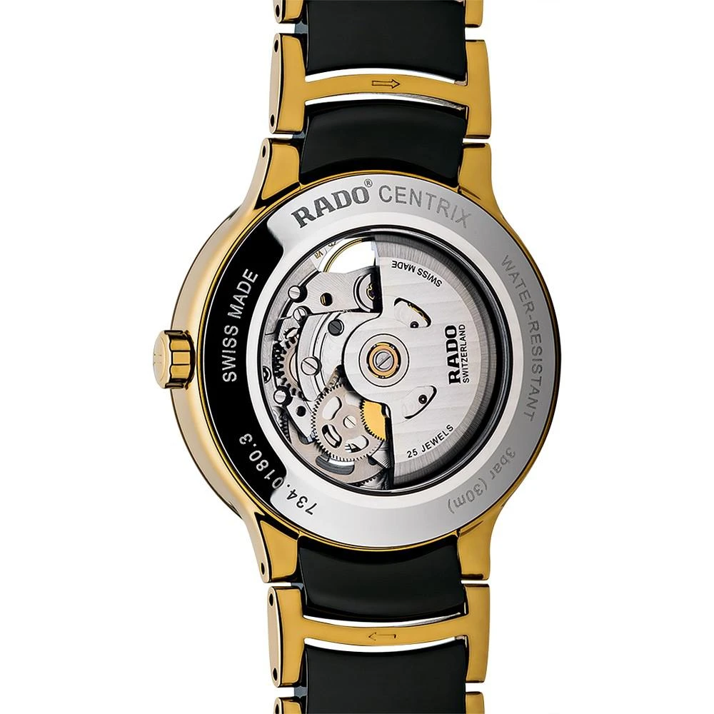 商品Rado|Men's Swiss Automatic Centrix Open Heart Black Ceramic and Gold-Tone Stainless Steel Bracelet Watch 38mm R30180162,价格¥17271,第3张图片详细描述