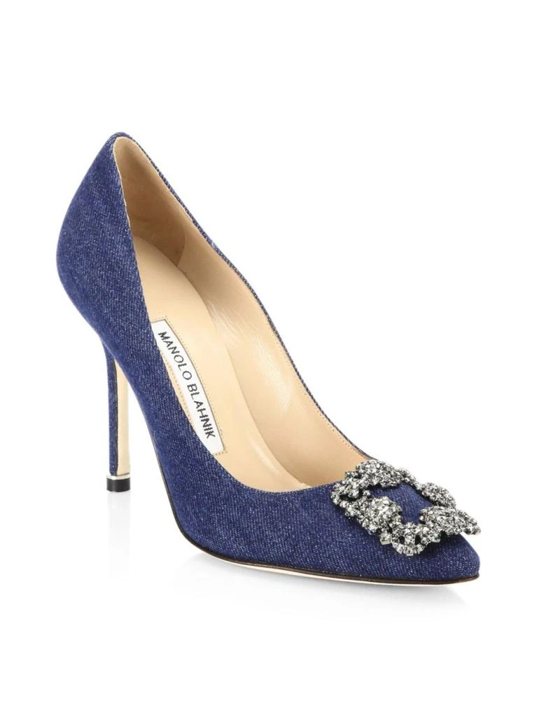 商品Manolo Blahnik|Hangisi 105 Embellished Denim Pumps,价格¥2978,第2张图片详细描述