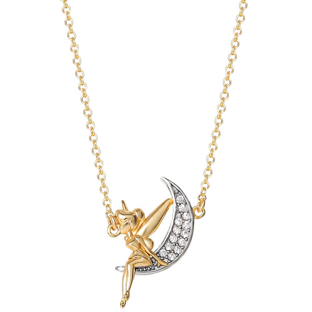 Cubic Zirconia Tinkerbell & Moon 18" Pendant Necklace in Sterling Silver & 18k Gold-Plate商品第1张图片规格展示