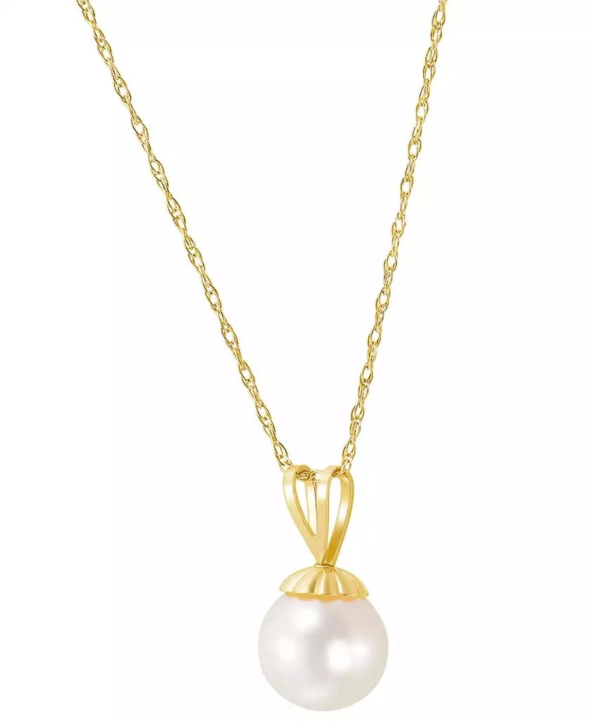 商品Macy's|Cultured Freshwater Pearl (6-3/4mm) 18" Pendant Necklace in 14k Gold,价格¥3725,第2张图片详细描述