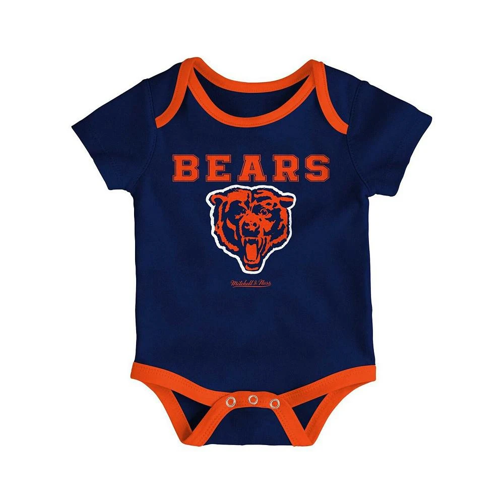 商品Mitchell & Ness|Newborn and Infant Boys and Girls Navy, Orange Chicago Bears Throwback Bodysuit Bib and Booties Set,价格¥338,第3张图片详细描述