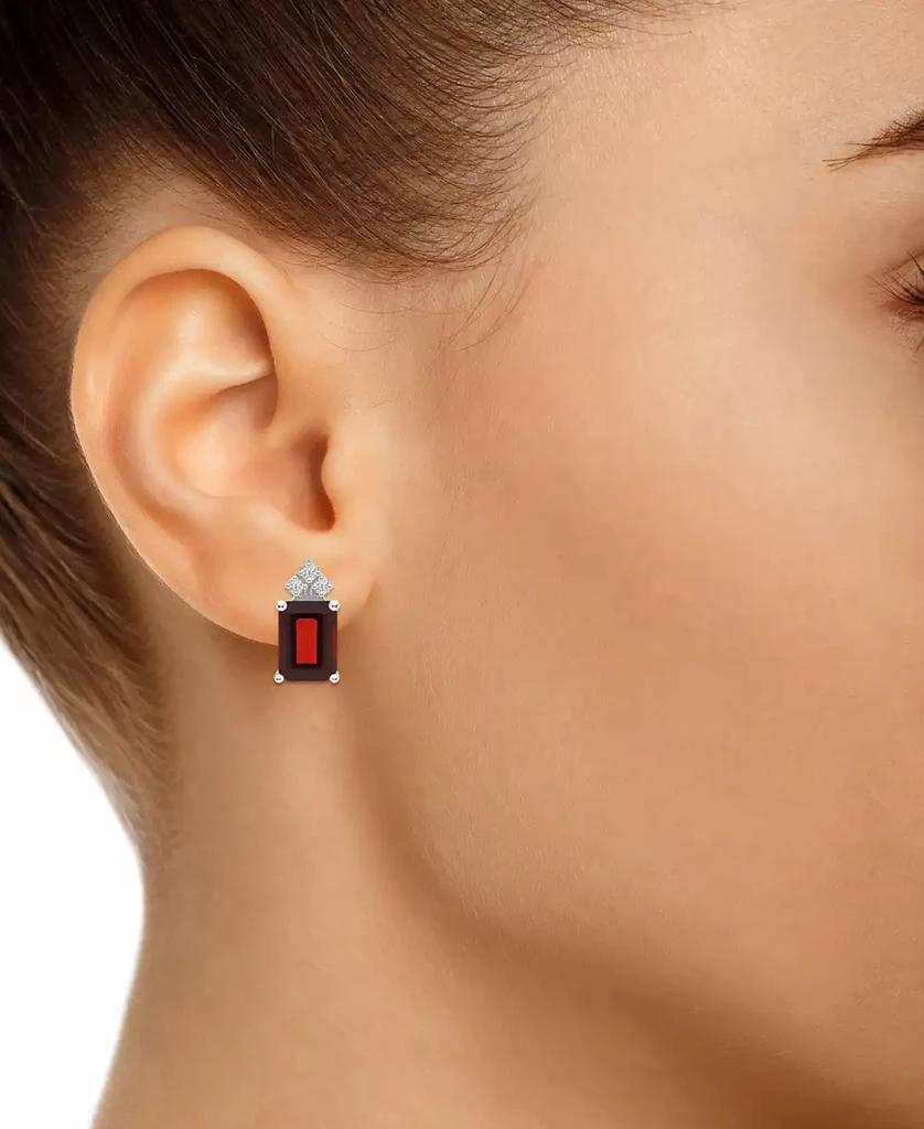商品Macy's|Garnet (3-7/8 ct. t.w.) and Diamond (1/8 ct. t.w.) Stud Earrings in 14K Yellow Gold or 14K White Gold,价格¥4150,第2张图片详细描述