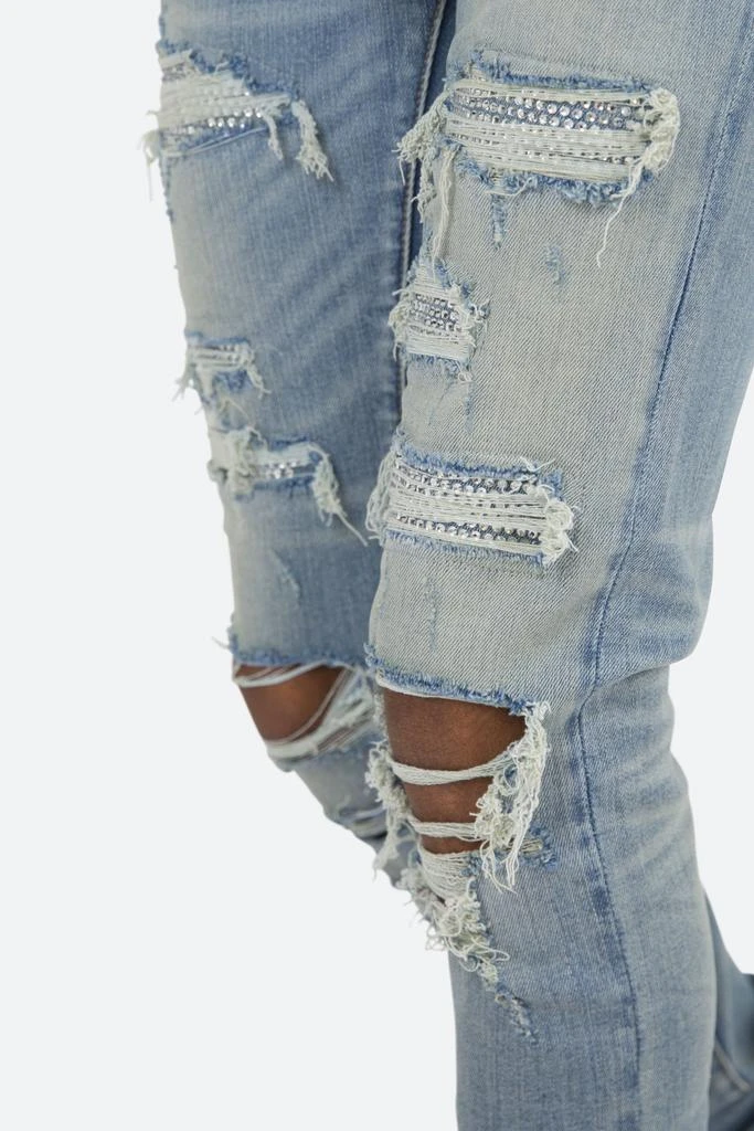商品MNML|X201 Rhinestone Skinny Denim - Blue,价格¥506,第2张图片详细描述