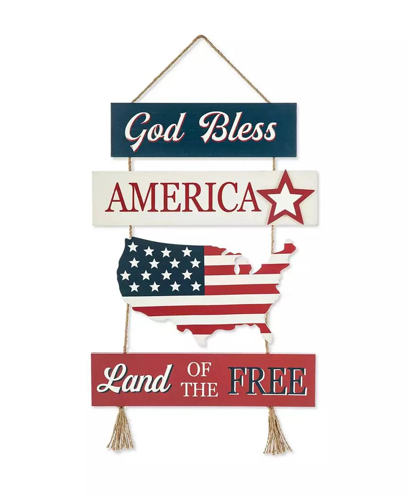 商品Glitzhome|20.75" H Patriotic, Americana Word Sign Door Hanger,价格¥194,第1张图片