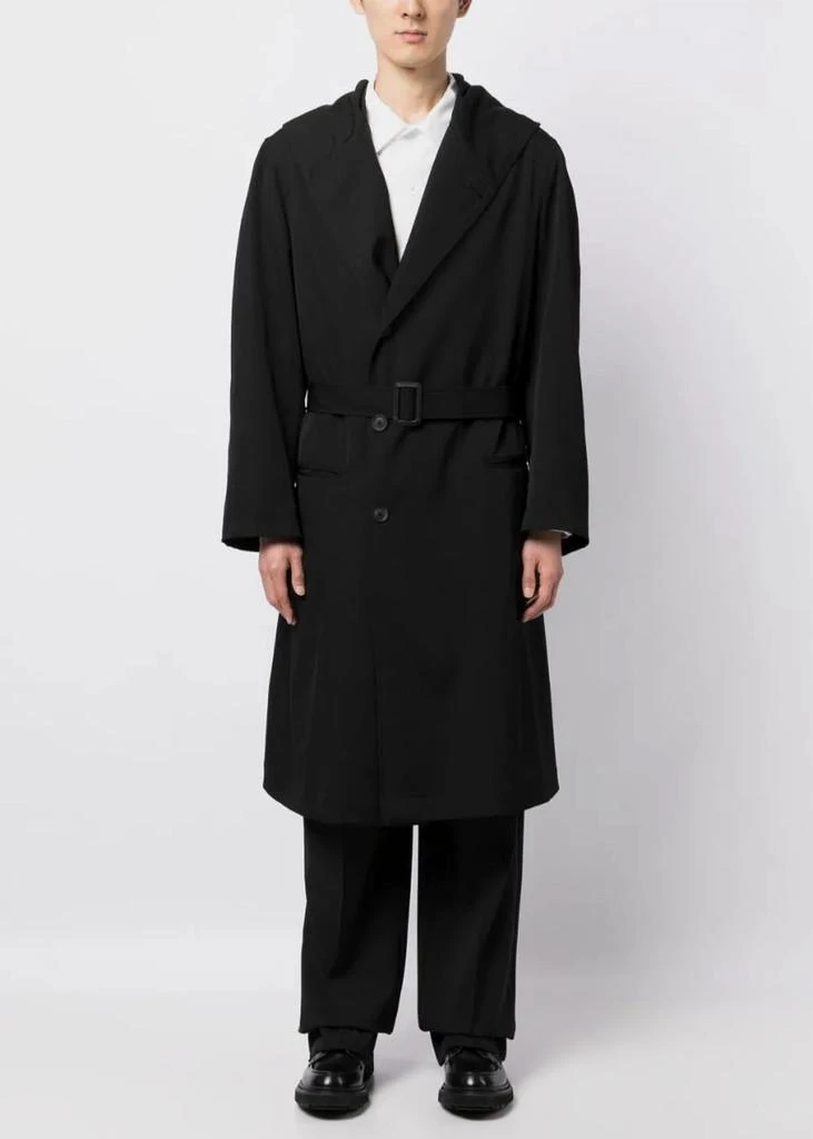 商品YOHJI YAMAMOTO|YOHJI YAMAMOTO Black Hooded Trench Coat,价格¥9263,第2张图片详细描述