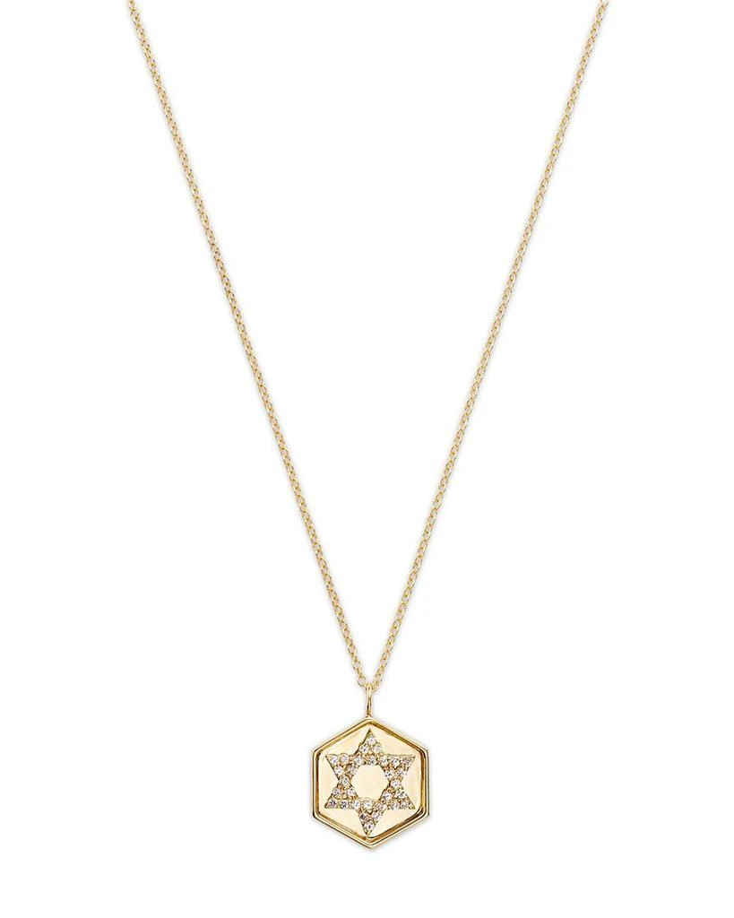 商品Moon & Meadow|14K Yellow Gold White Topaz Star of David Disc Pendant Necklace, 16-18",价格¥4149,第1张图片