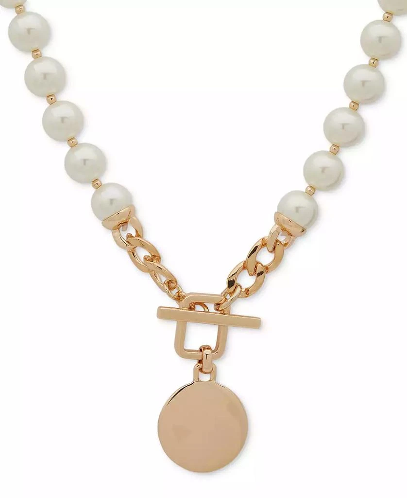 商品Anne Klein|Gold-Tone Disc Imitation Pearl Beaded 16" Pendant Necklace,价格¥180,第1张图片