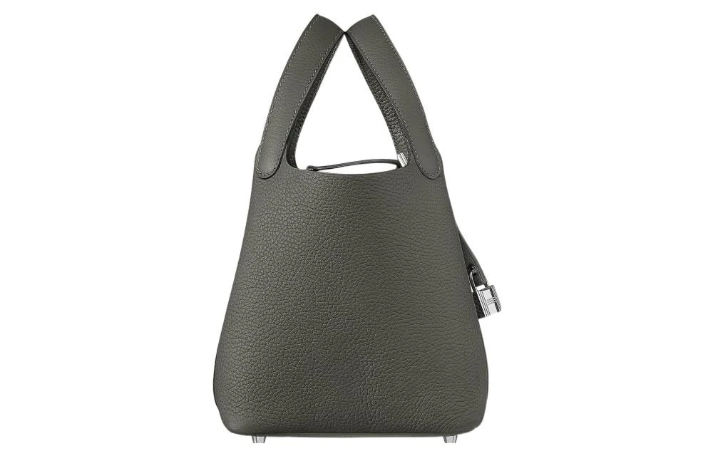 商品[国内直发] Hermes|爱马仕 Picotin 18 银扣 Clemence小公牛皮 菜篮子水桶包手提包 18 女款 0L Grismeyer积雨云灰,价格¥41637,第4张图片详细描述