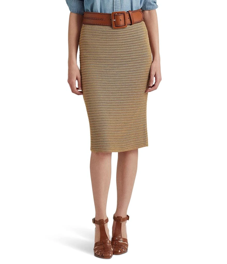 商品Ralph Lauren|Petite Metallic Cotton-Blend Knit Pencil Skirt,价格¥577,第1张图片