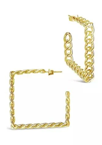 商品Sterling Forever|Forever Square Cuban Link Hoops,价格¥514,第1张图片详细描述