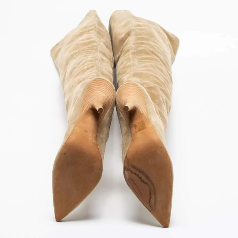 Yeezy Season 5 Beige Suede Over The Knee Length Pointed Toe Boots Size 39 商品