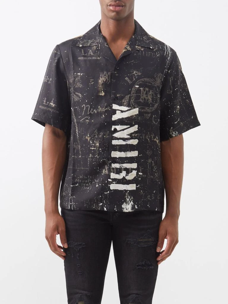 商品AMIRI|Short-sleeved logo-print twill shirt,价格¥5464,第1张图片