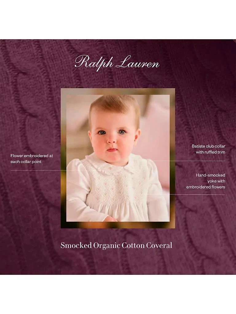 商品Ralph Lauren|Baby Girl's Smocked Organic Cotton Onesie,价格¥921,第3张图片详细描述