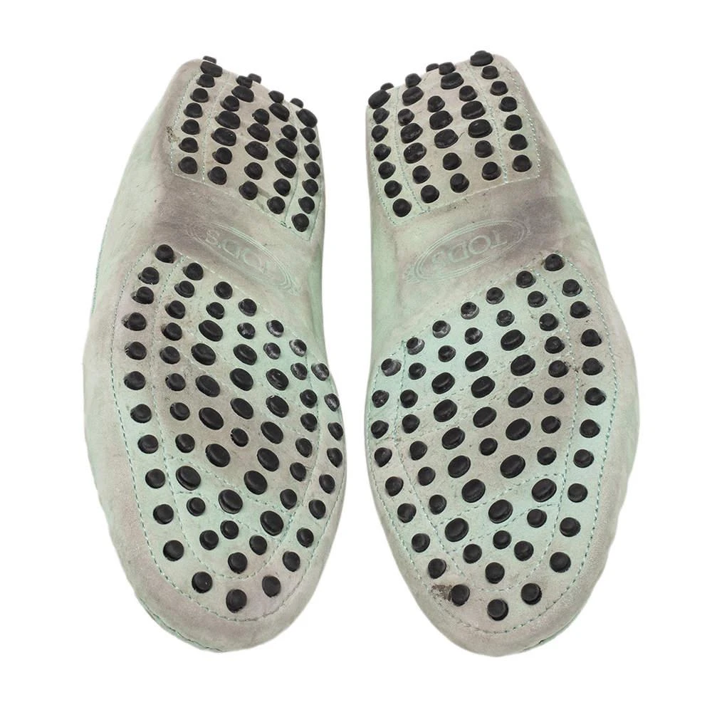 Tod's Mint Green Nubuck Leather Penny Slip On Loafers Size 38 商品