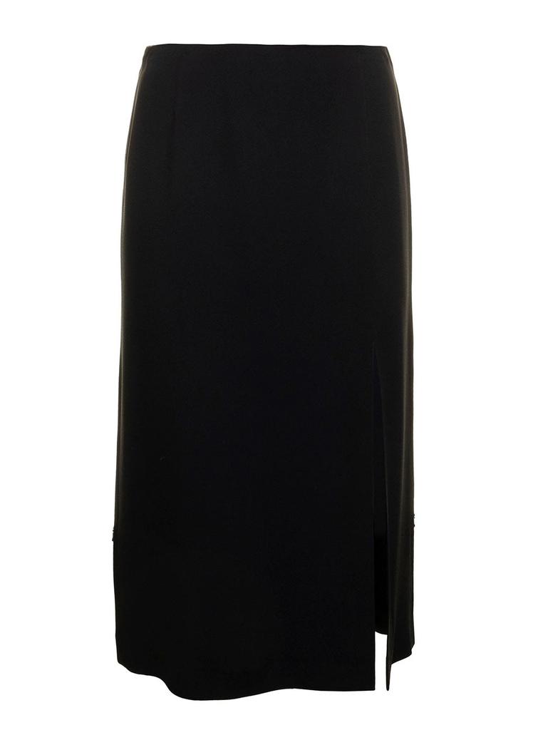 Red Valentino Woman's Black Crepe Evers Satin  Skirt商品第1张图片规格展示