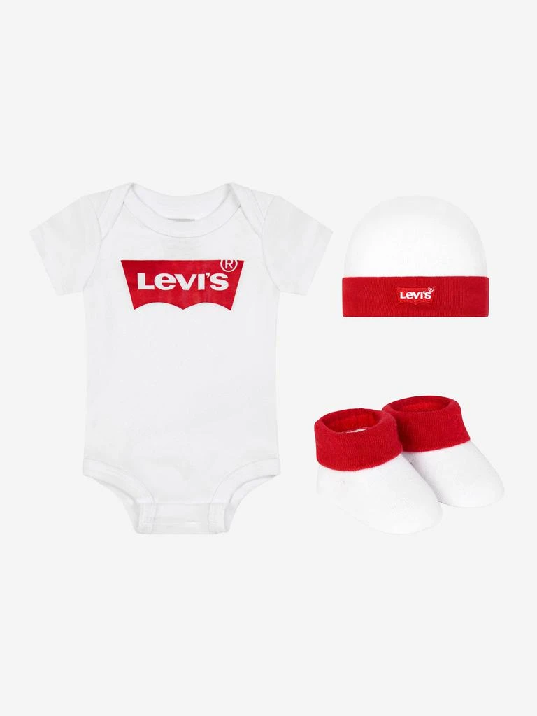 商品Levi's|Levi's Baby Bodysuit Hat And Booties Set in White,价格¥143,第5张图片详细描述