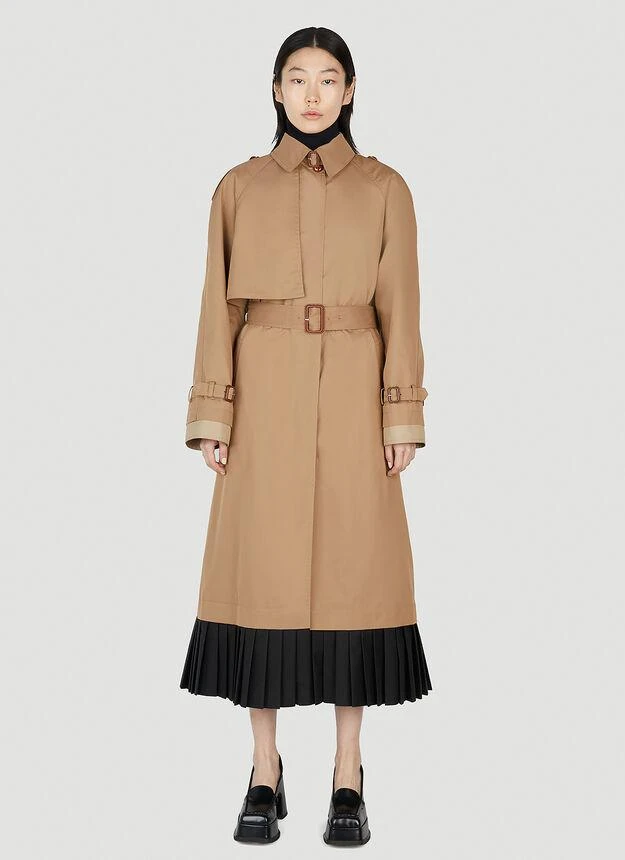 商品Gucci|Pleated Hem Trench Coat in Brown,价格¥33605,第1张图片