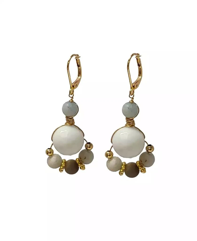 商品MINU Jewels|Women's Nurelle Ain Earrings with Amazonite and White Jade Beads,价格¥479,第1张图片