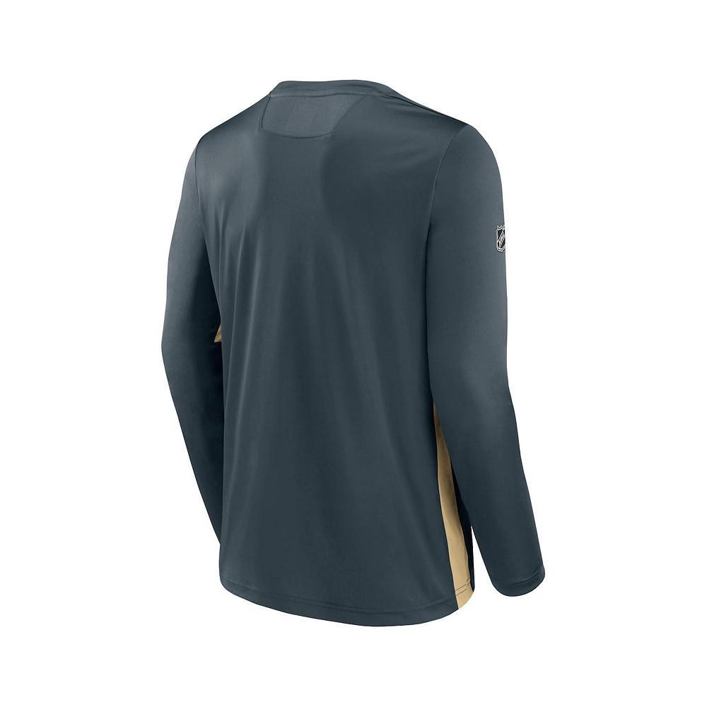 商品Fanatics|Men's Branded Gray Vegas Golden Knights Authentic Pro Rink Performance Long Sleeve T-Shirt,价格¥394,第4张图片详细描述