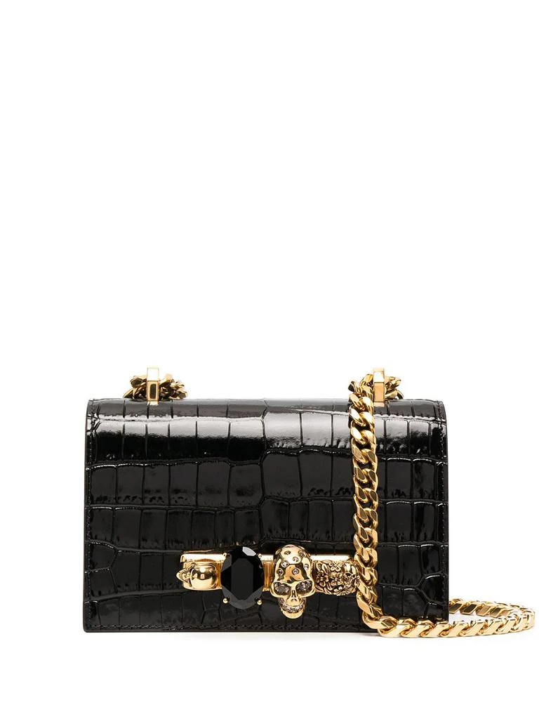 商品Alexander McQueen|ALEXANDER MCQUEEN - Mini Jewelled Satchel Leather Crossbody Bag,价格¥15409,第1张图片