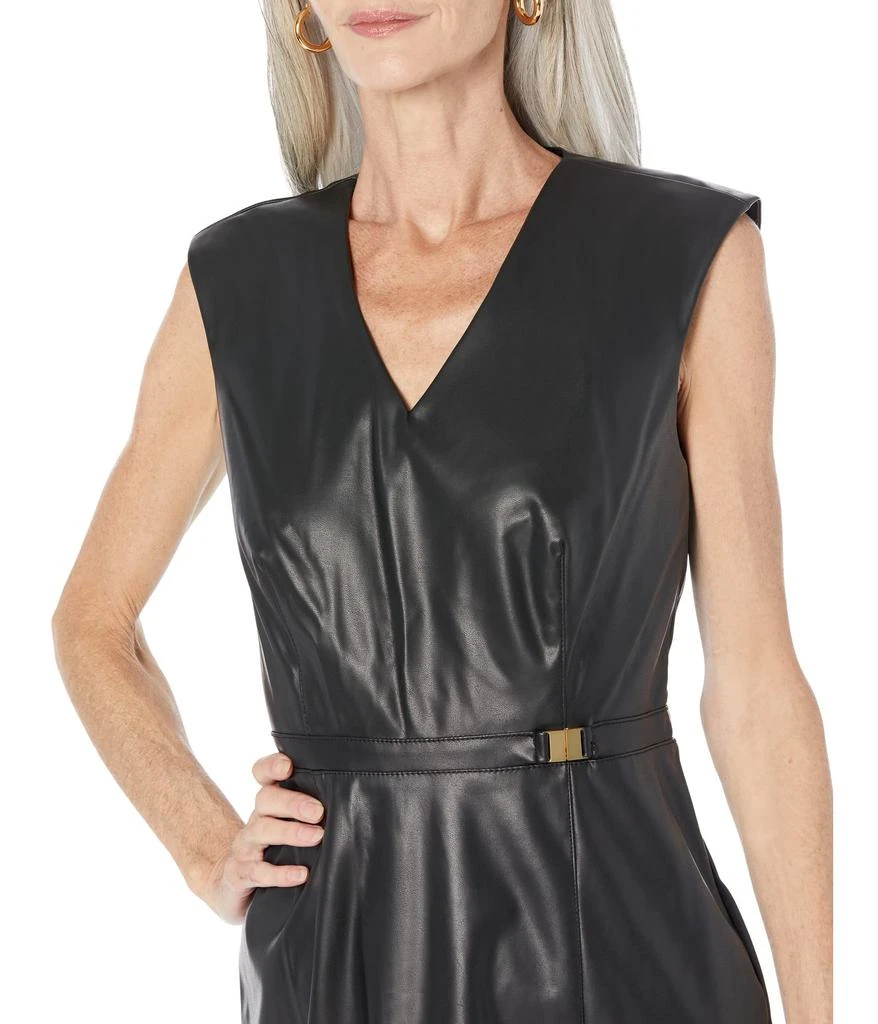 商品Calvin Klein|PU Sheath Dress with Gold Waist Detail,价格¥403,第3张图片详细描述