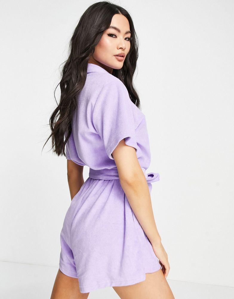 商品Ralph Lauren|Polo Ralph Lauren x ASOS exclusive collab logo terry cotton playsuit in lavender,价格¥650,第4张图片详细描述